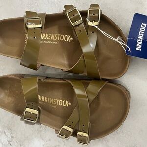 Birkenstock EU 37 Franca synthetic strap olive green  Khaki Double Strap Sandals